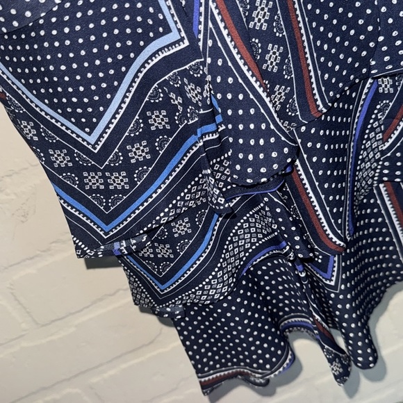 Derek Lam dress silk Navy & Red Printed Dress tiered adjustable straps like new - Picture 4 of 6